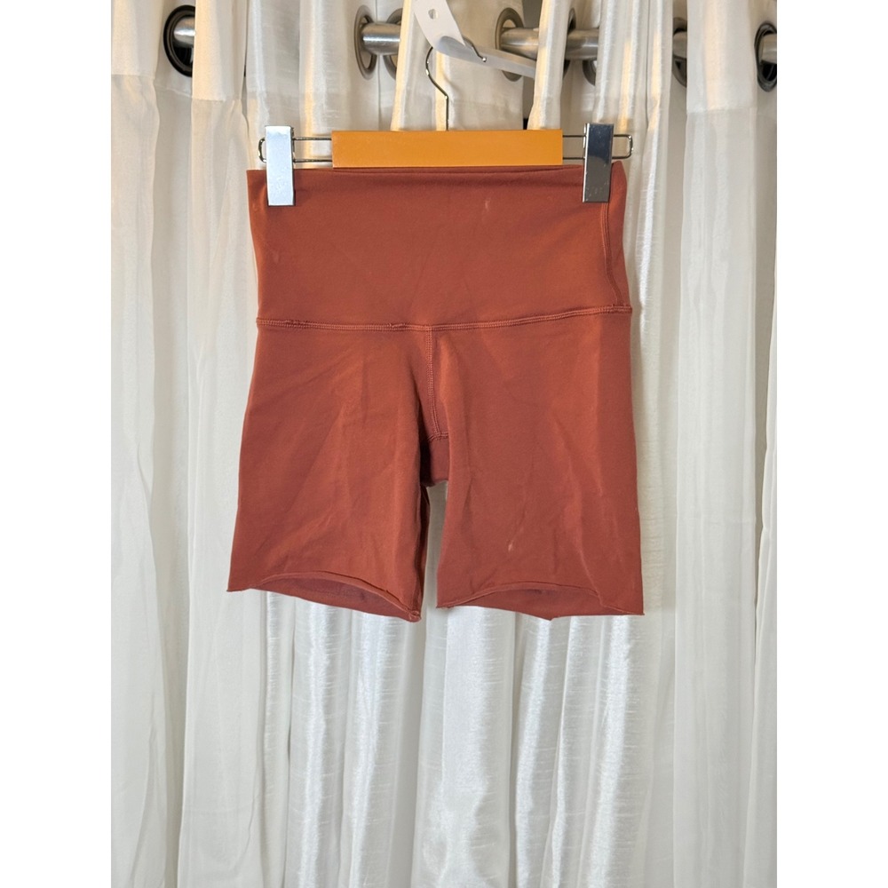 TNA Biker Shorts Womens XS Rust High Rise Raw Hem Athletic Activewear